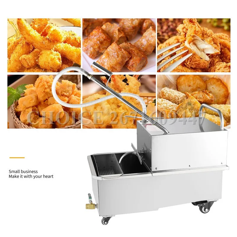 

35L Fried Food Oil Strainer Filtering Machine Mobile Stainless Steel Oil Filter Chicken Food Deep Dryer