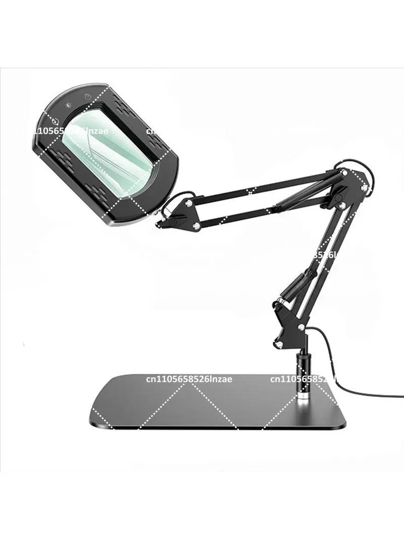 

10X Magnifying Glass with LED Light and Stand, Real Glass Lens, 5 Color Modes, Stepless Dimming for Close Work