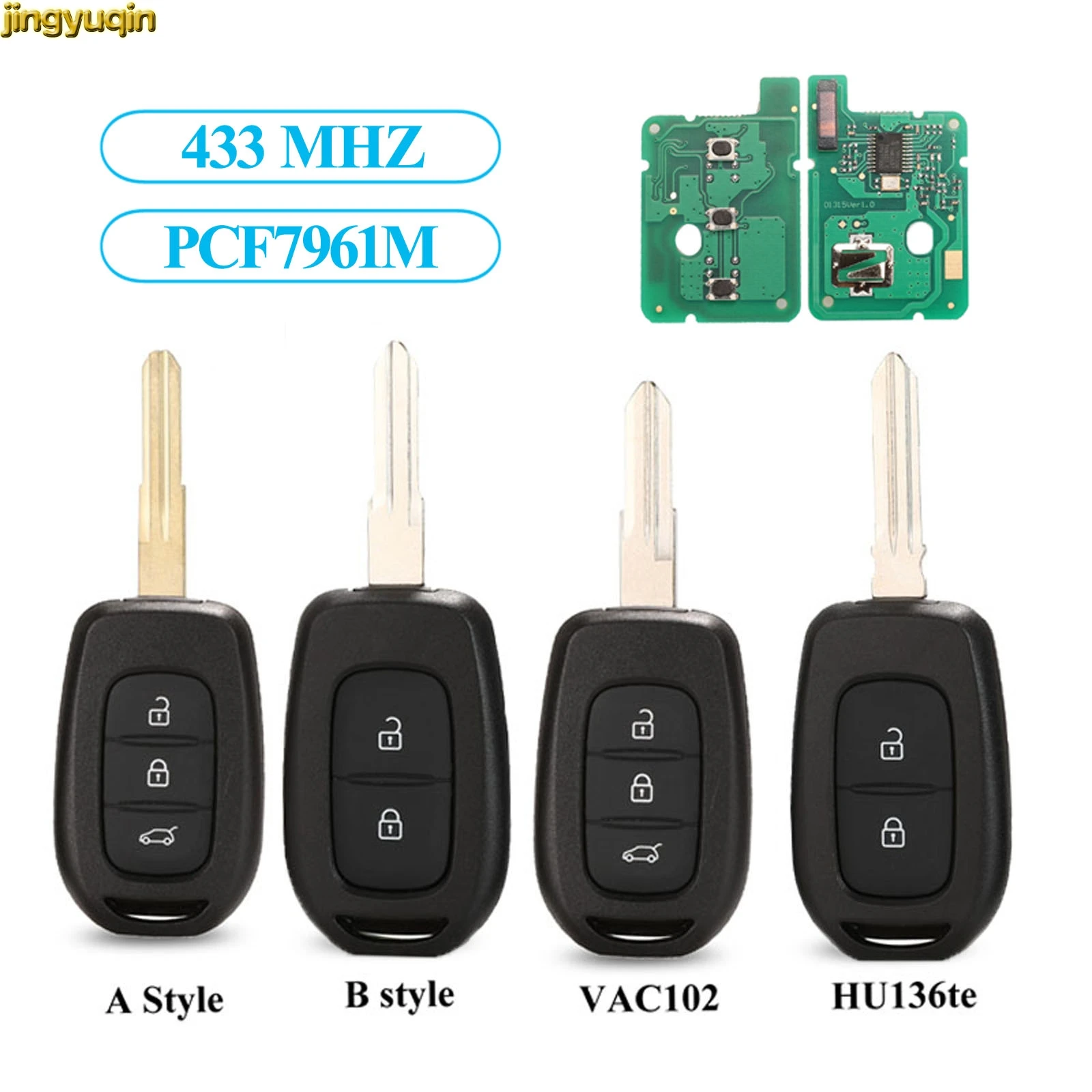 

Jingyuqin Remote Car Key 433MHZ PCF7961M For Renault Clio4 Dacia Duster Logan Lodgy Master Dokker Sandero Trafic Symbol 2/3B VA2