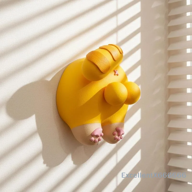 Funny 3D Orange Cat Butt Switch Protective Cover Sticker No Damage to Wall for Rental House Home Wall