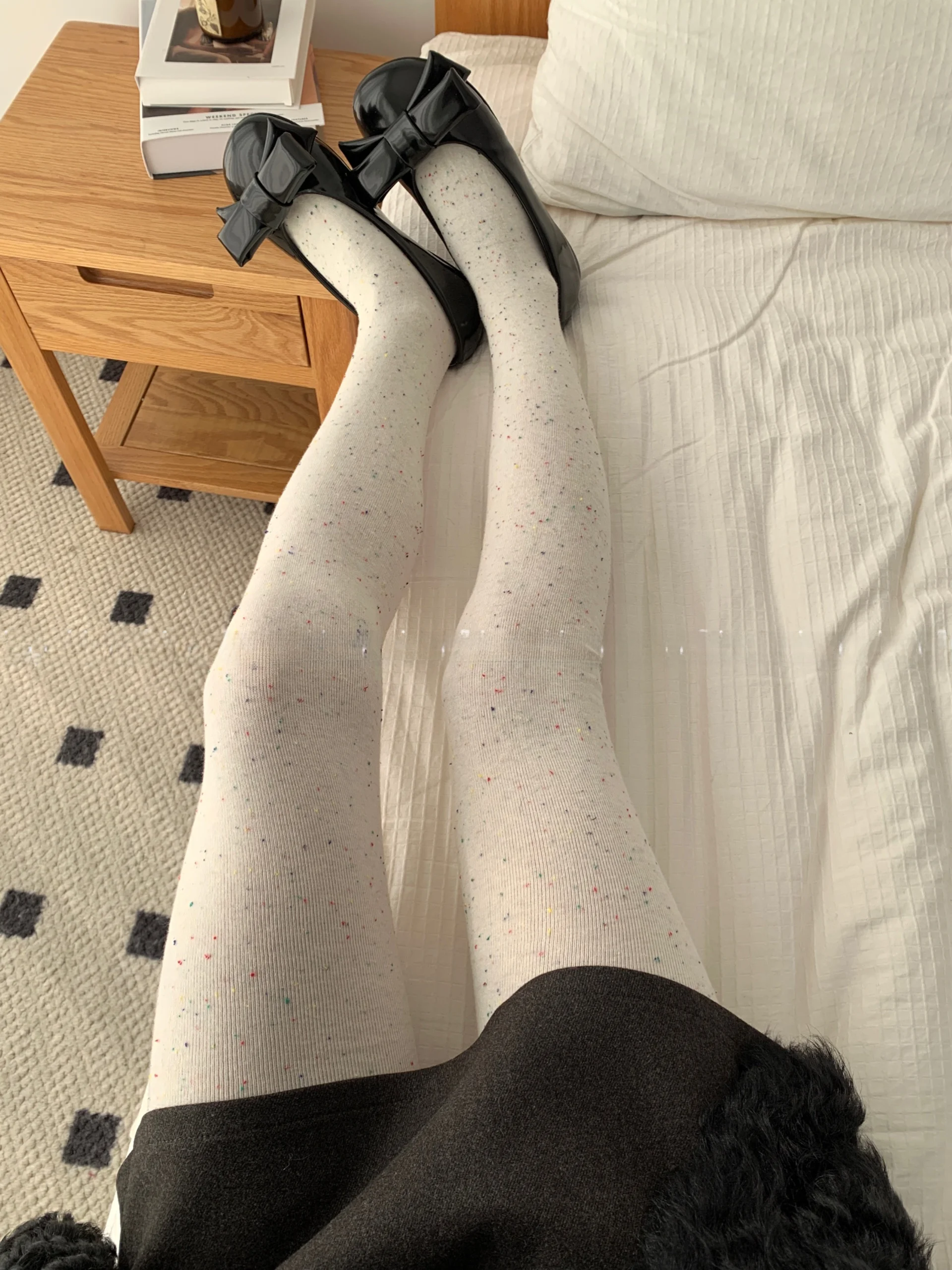

Gn Early Spring Dot Flat Patterned Panhose Sweet Slimming Versatile Faionable Base Layer Stoings for Girls