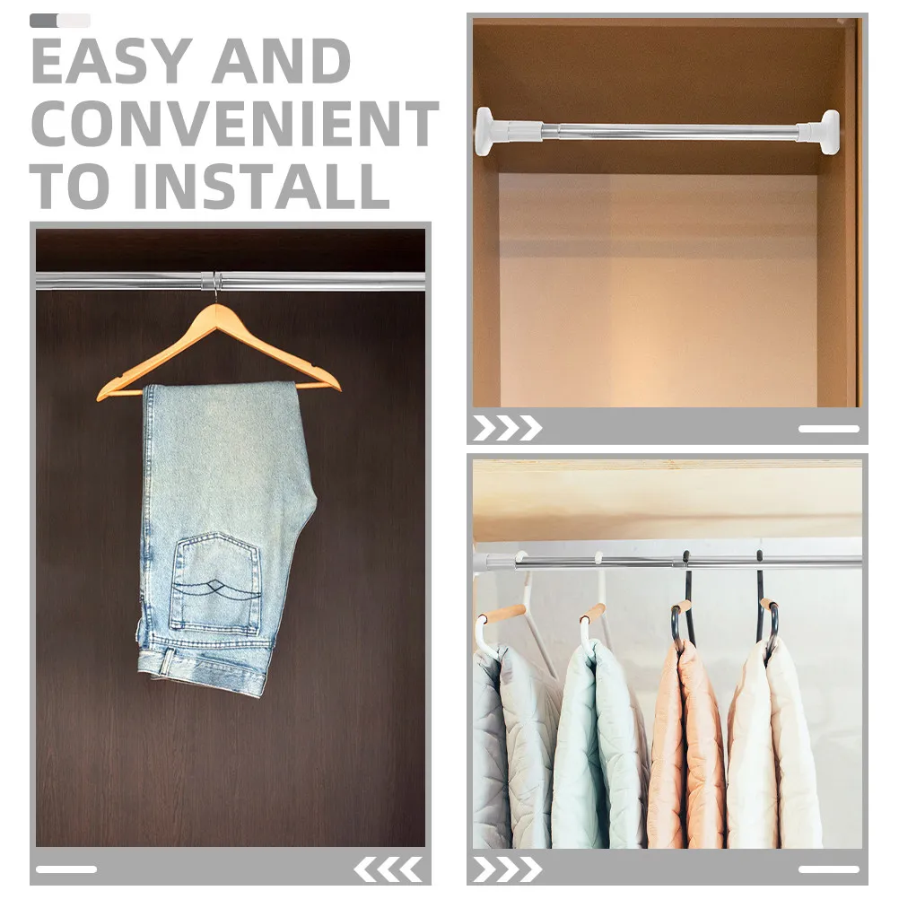 

2 шт. регулируемые штанги для шкафа из нержавеющей стали, без сверления, сверхпрочные, для подвешивания одежды, полотенец, шарфов