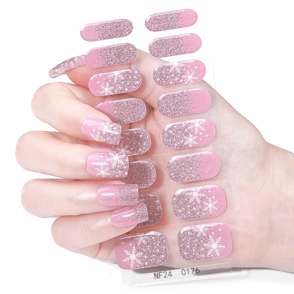 16 نصائح عيد الميلاد شبه علاج هلام مسمار شرائط ثلج ندفة الثلج سانتا كلوز ذاتية اللصق هلام مسمار يلتف غطاء كامل مسمار ملصقا