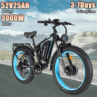 E Bike 3000W Dual Brushless Motor 52 V25AH Battery Hydraulic Braking Electric Bike 26-Inch Fat Tire All Terrain Electric Bicycle
