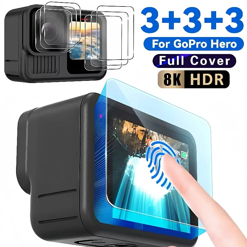 

Защитная пленка для ЖК-экрана Go Pro Hero 13 12 11 10 9, черный экран из закаленного стекла HD, твердость 9H, пленка против царапин для Hero13, черная