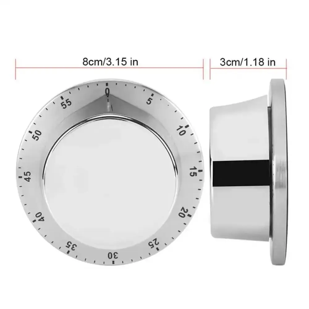 Study Kitchen Timer Stainless Steel Strong Magnetic Base Alarm Clock Time Management Mechanical Countdown Timer Learning