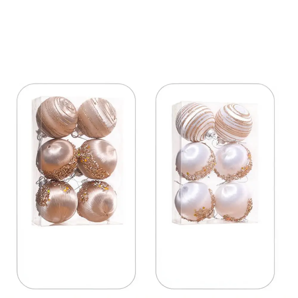 Festive Christmas Baubles Thread Wrapped Hanging Spheres Tree Ornaments For Holiday Home Party Decoration