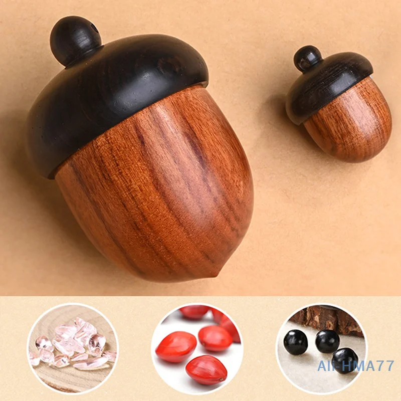 6.6*4.5cm Solid Wood Medicine Pill Box Mini Wooden Pill Case Portable Storage Sealed Can For Outdoor First Aid Tool