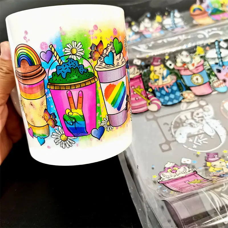 Custom Mug Sticker Label UV DTF Cup Wrap Transfers Waterproof Transfer Sticker Printing For Cup Mug