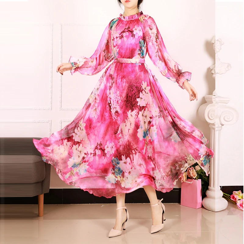 2024 Fresh Flowers Print Fashion Hijab Dresses Abayas Dubai Islamic Clothing Kaftan Turkey Robe muslim maxi dresses for women