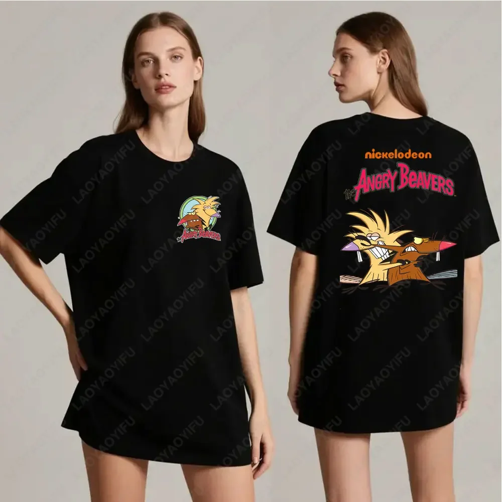 The Angry Beavers Retro Nickelodeon TShirt Cotton Unisex Round-neck Tee 90s Nostalgic Humor Graphic Global Option Men Women