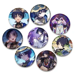 58mm Genshin Impact Brooch Game Anime Badge Cartoon Figure Kunikuzushi Round Display Brooches Lapel Pins Jewelry Gift Accessory