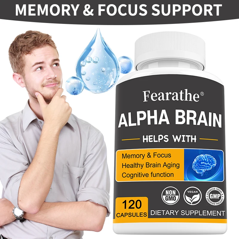 

Natural Alpha Brain Supplement, Cognitive Support Capsules, Help Maintain Mental Clarity, Focus, Memory & Brain Function