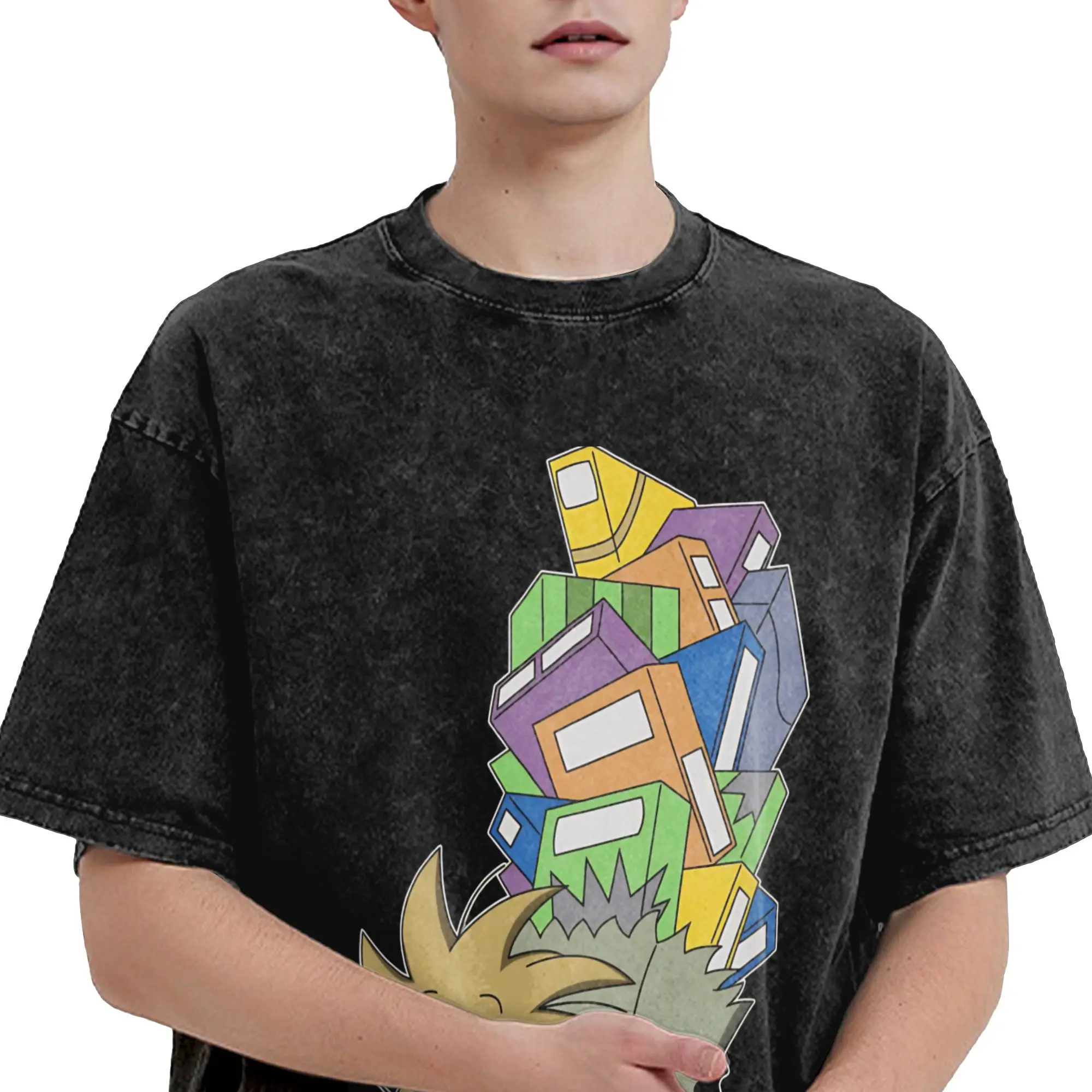 Harajuku Washed Shirt Angry Beavers Daggett & Norbert Feverish  Outfit Vintage T-Shirts Oversize  Streetwear Short Sleeve