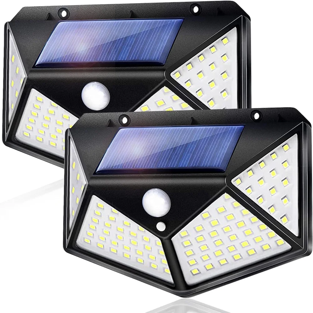 

1/2Pcs 100 LED Wall Lights Outdoor Solar Lamp PIR Motion Sensor Solar Powered Sunlight Street Light for Garden Decoration