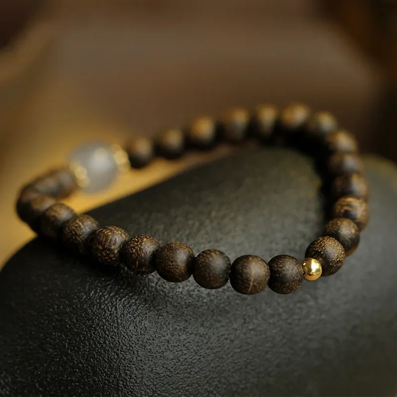 Vietnam agarwood Buddha beads single circle hand smoke purple jade bracelet simple fashion wholesale men women bangle china wood