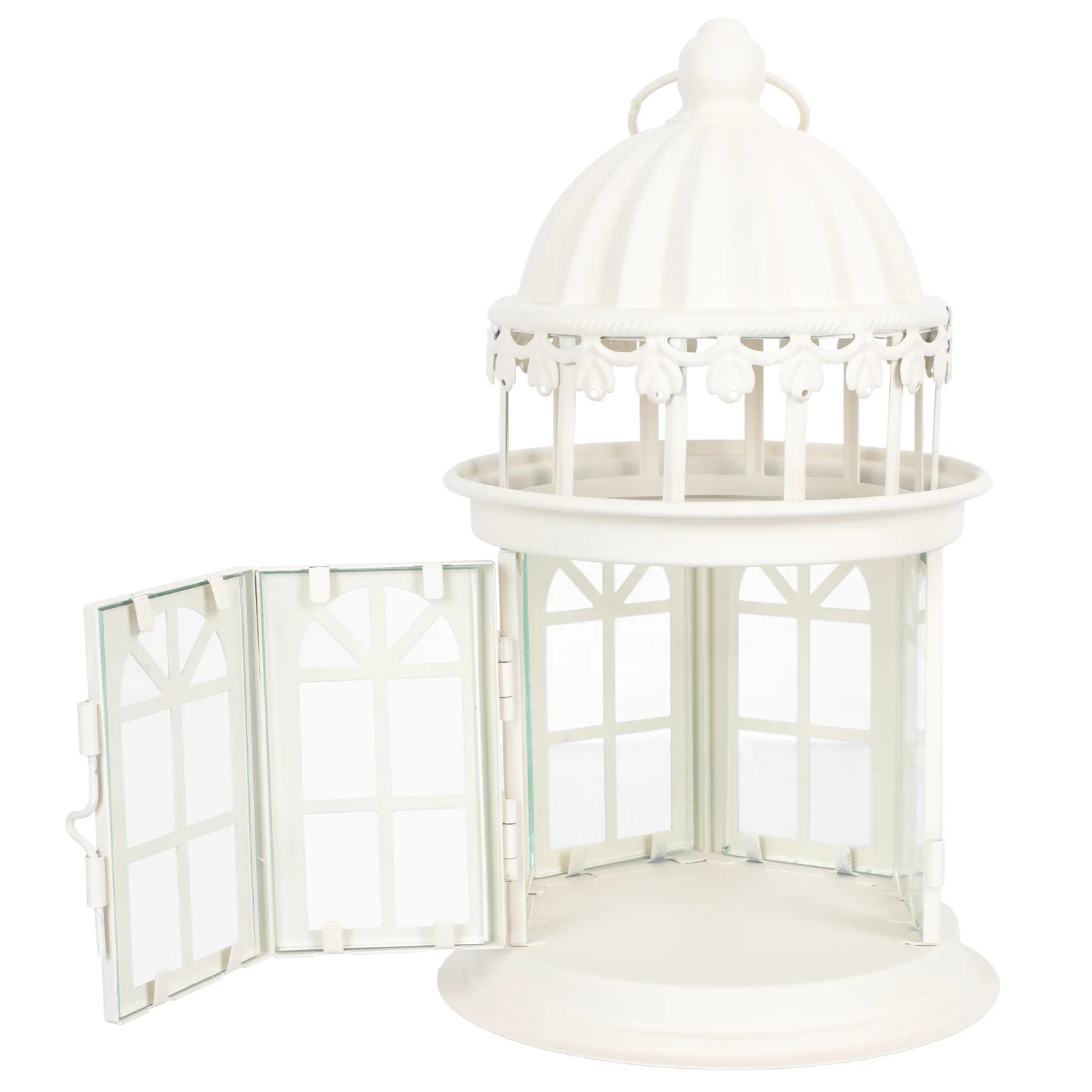 

1pc Vintage Wind Lantern Candlestick Wrought Iron Glass Candleholder For Christmas Festival Home Garden Dining Table Decor