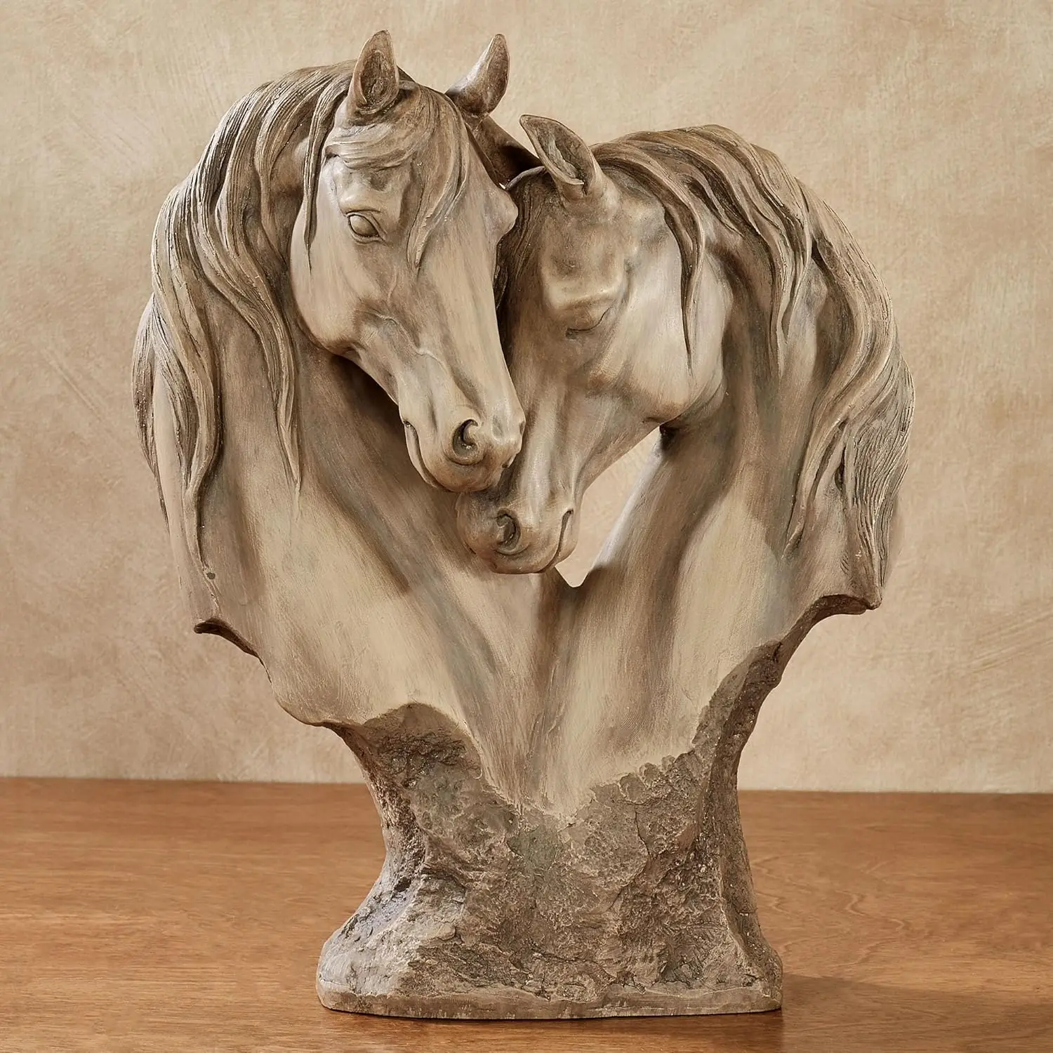 تمثال حصان من الراتنج، تمثال نصفي للخيول بني فاتح للديكور المنزلي #2