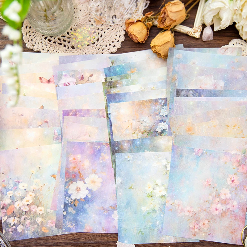 50 pcs Large size Beautiful flowers material paper Decorative Scrapbooking Hand Account hand made junk journal supplies