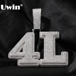 UWIN Custom Jumbo Letter Pendant Necklace for Men Iced Out 2 Stacked Cubic Zirconia Name Necklaces Hip Hop Jewelry for Gift