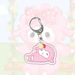 My Sweet Piano Acrylic Keychain Sanrio Lamb Best Friend Graduation Gift Pink Couple School Bag Key Pendant Girl Accessories