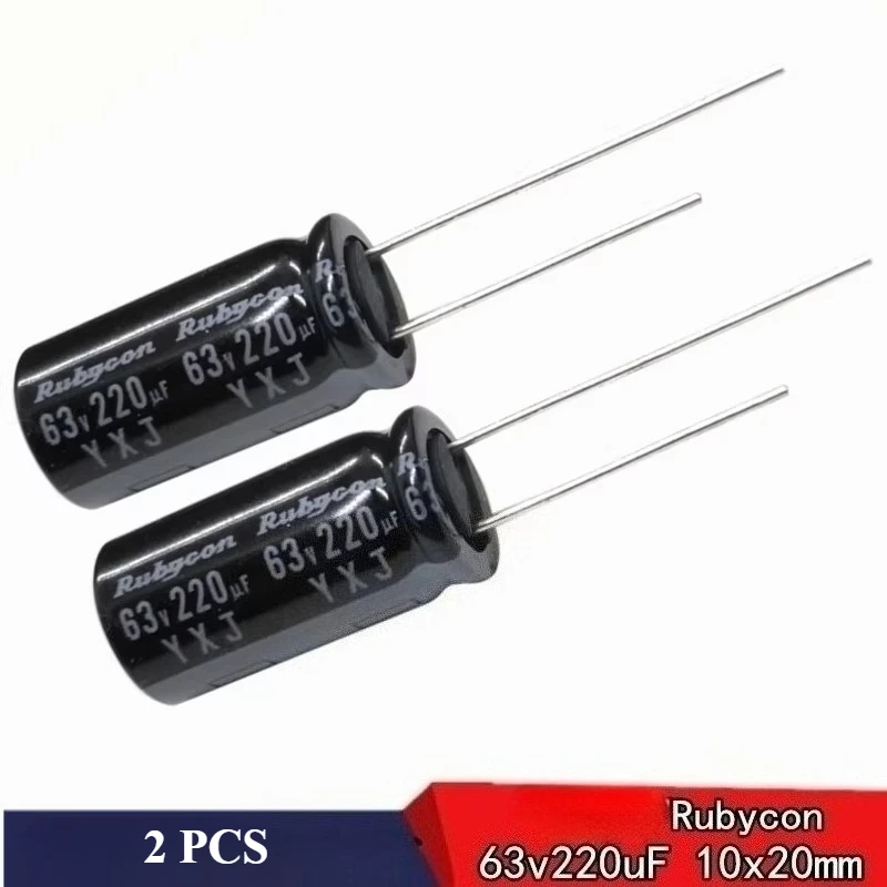 (2PCS) Rubycon YXJ 63v220uF  10*20mm Aluminum Electrolytic Capacitor 220UF63V   Through Hole 105 ℃ Fixed Capacitor