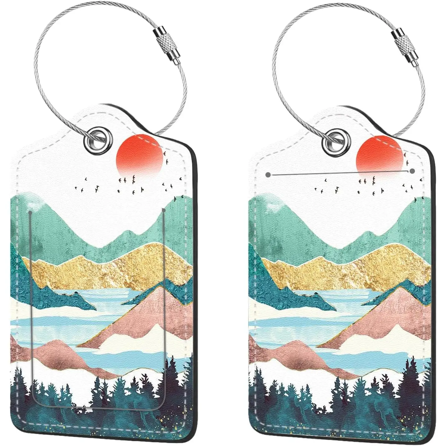 

Багажные бирки Golden Mountains, 2 шт., для чемоданов, багажные бирки из искусственной кожи с круизным кораблем и этикеткой конфиденциальности, адресная карта