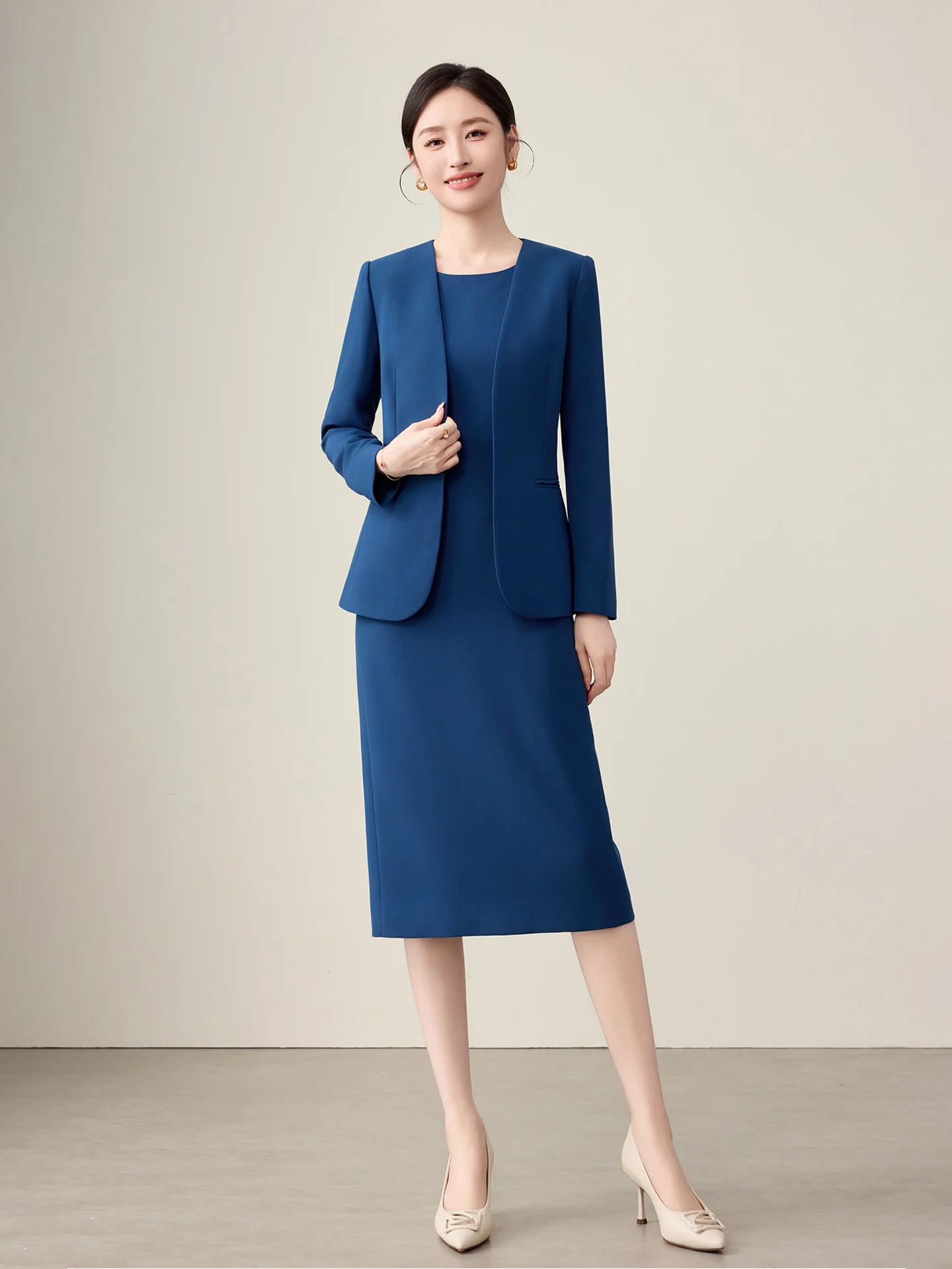 

Костюм женский Zongbao осенне-зимний, новый, приталенный, с завышенной талией, комплект из двух предметов, для официальных мероприятий, модный, для офиса