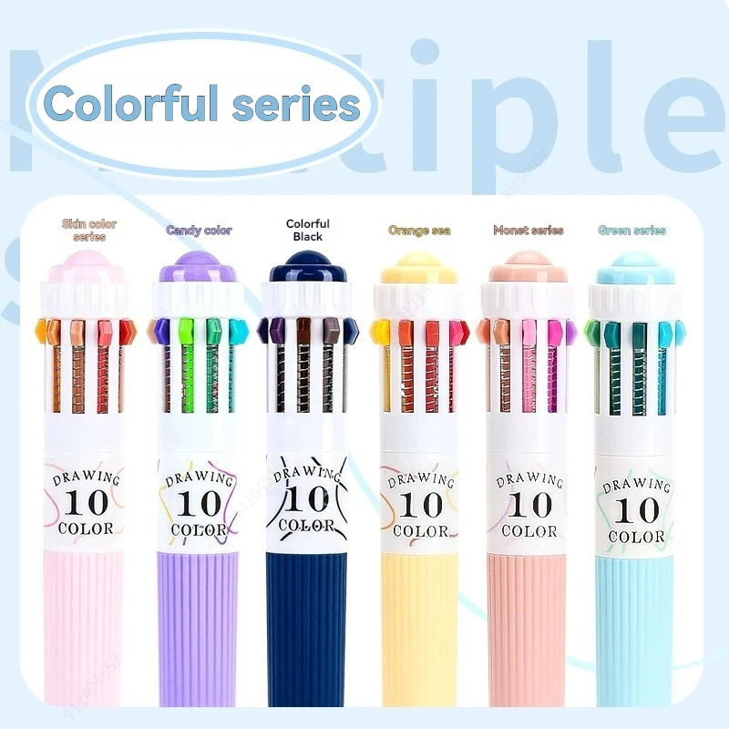 3/6 عبوات من أقلام متعددة الألوان، 28/58 لونًا، قلم حبر جاف ملون 10 في 1، كتابة سلسة بنقطة دقيقة 0.8 مم، أقلام حبر جاف قابلة للسحب #3