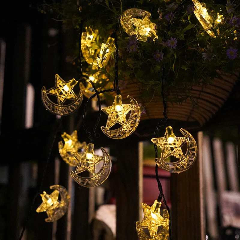 New LED Festival Star Moon Castle Light String, Battery Powered, Perfect for Decoration during Ramadan and Eid al Adha