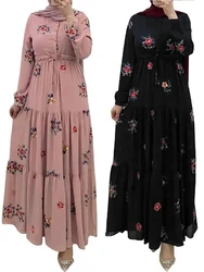 Eid Embroidery Dress for Muslim Women Dresses Party Abaya Ramadan Belt Morocco Kaftan Vestidos Largos Dubai Turkey Robe Jalabiya