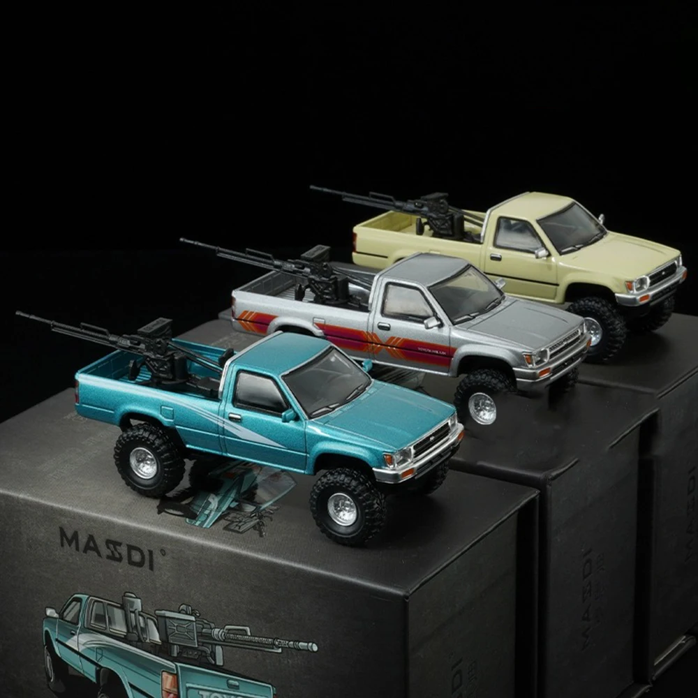 

MASSDI 1/64 Hilux single row four-wheel Drive RN80 Alloy Diecast Model Car Off Road Pickup Truck Model Collectibles Boys Gifts
