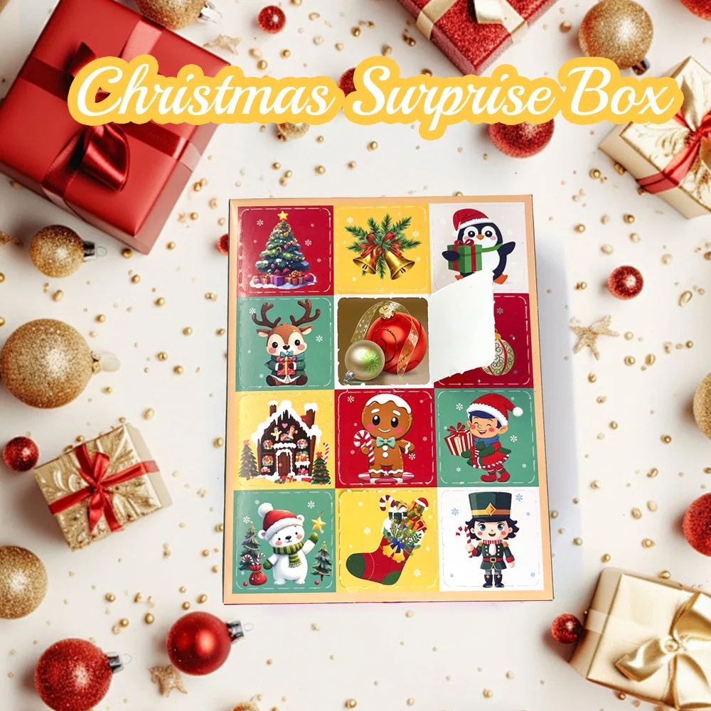 Christmas 12-Frame Homemade Surprise Blind Box Ready-Made Fun Poke Gift Packaging Box 5pcs/Bag