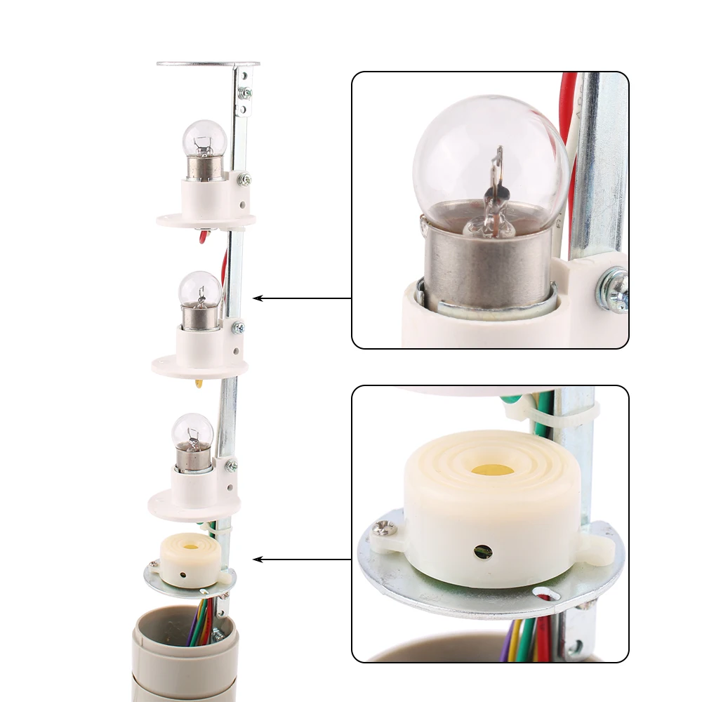 Lampada di allarme industriale multistrato di sicurezza Stack lampada di allarme a sospensione laterale a torre di segnalazione a LED DC12V 24V AC110V 220V con cicalino