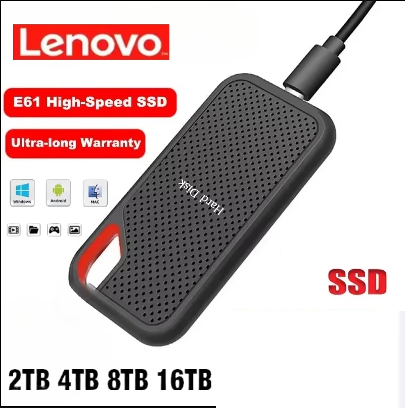 

Внешний мобильный SSD-накопитель Lenovo E61 для ноутбуков и PS5, 2 ТБ, 6 ТБ, 8 ТБ, 256 ТБ, USB 3.1, внешний жесткий диск, мобильное хранилище данных