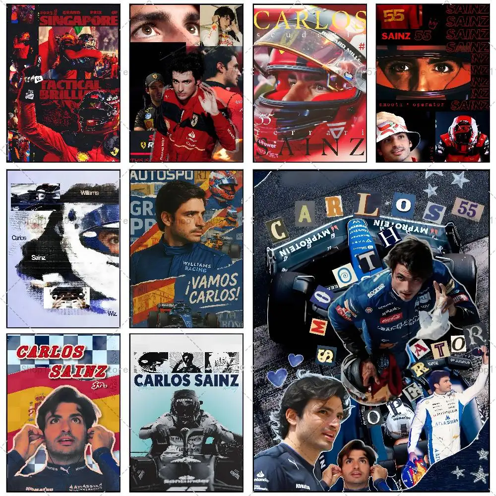 Póster autoadhesivo de carreras c-carlos Chilis S-Sainz, arte Mural de pared, pegatina impermeable para decoración de Bar y habitación, regalo estampado de alta calidad