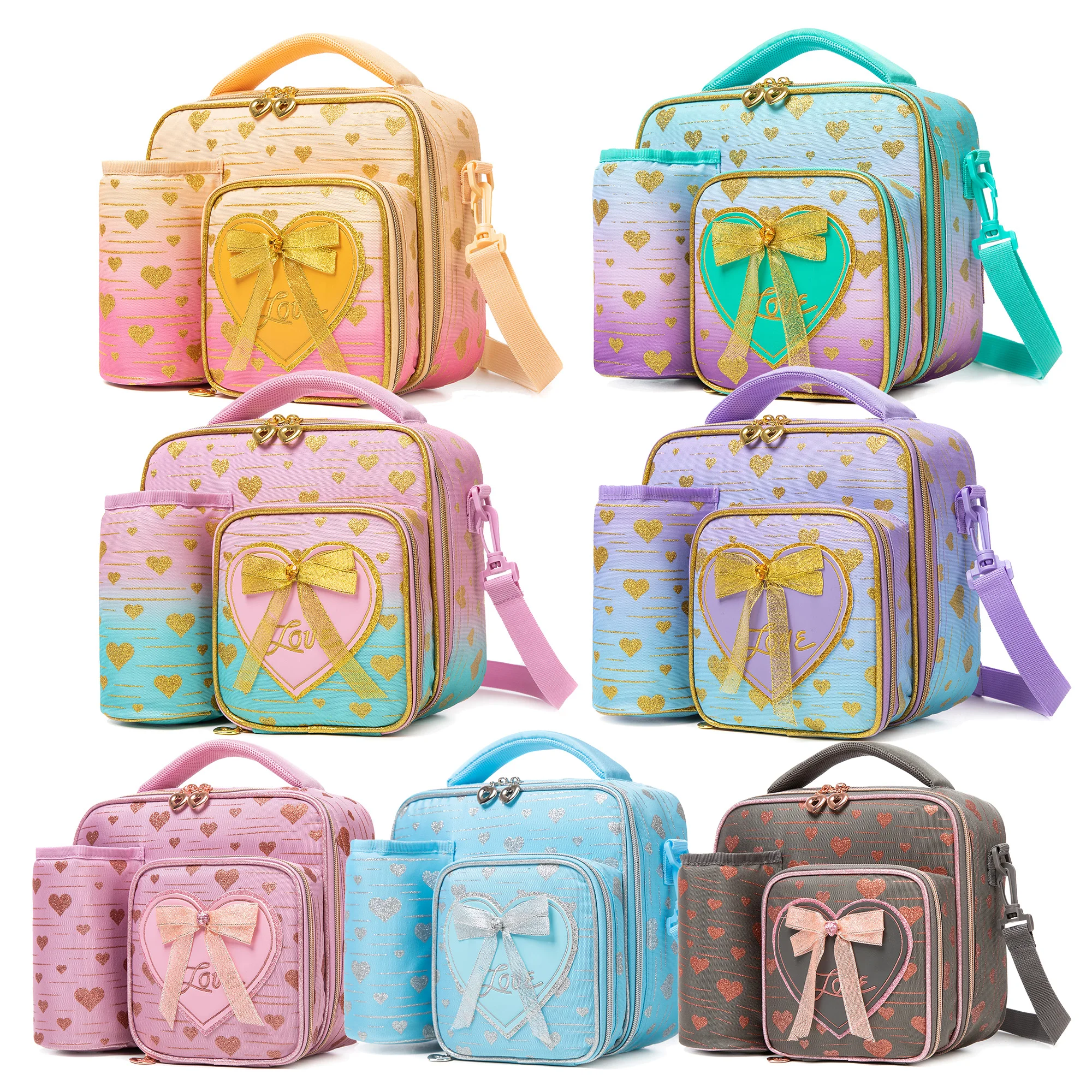 New Arrival Colorful Printing Thermal Insulation Cooler Bag Kids Lunch Bag With Bottle Holder