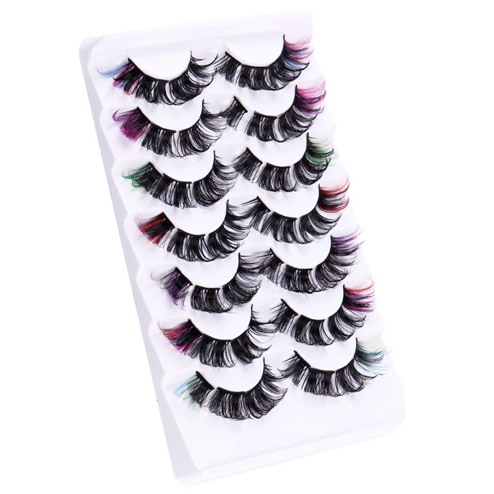 

7Pairs Fake Eyelashes with Color Stylish Curl Lash Extensions for Parties Weddings Performances Women