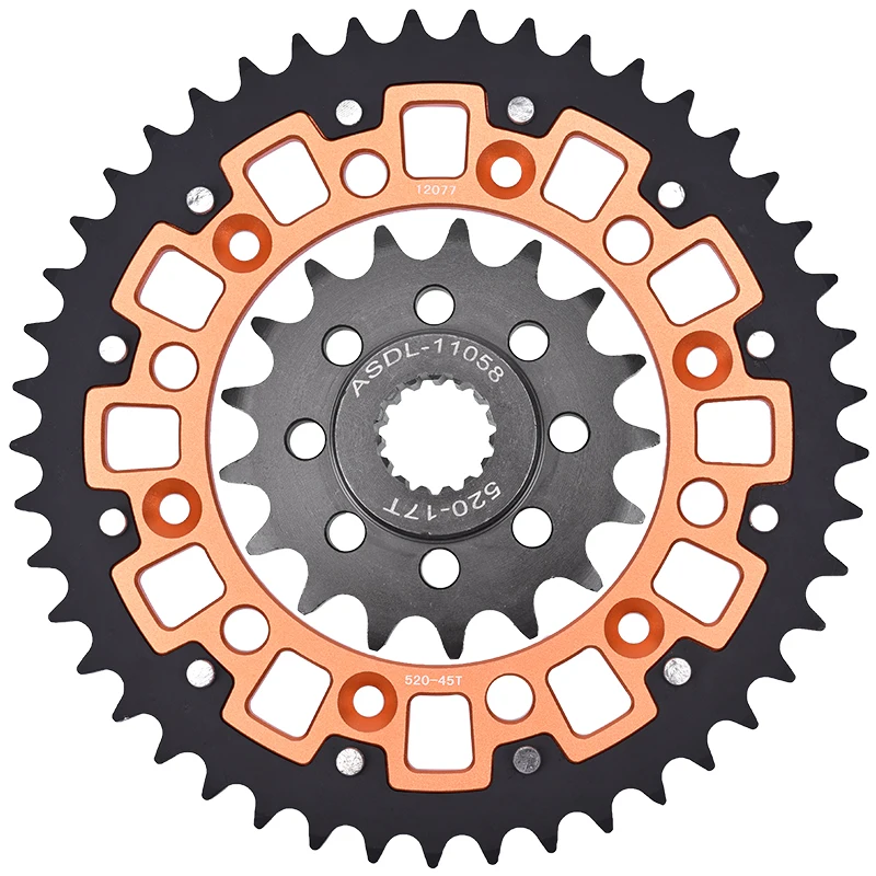 

520 45T 17T Motor Steel Aluminum Composite Front Rear Sprocket Kits For KTM 620 EGS-E Adventurer 1998