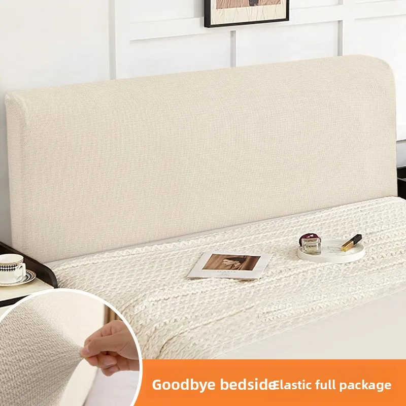 Original Cotton and Linen Wind Thickened Elastic Bedside Cover, All-inclusive Wooden Bed Backrest Dust Protective Cover