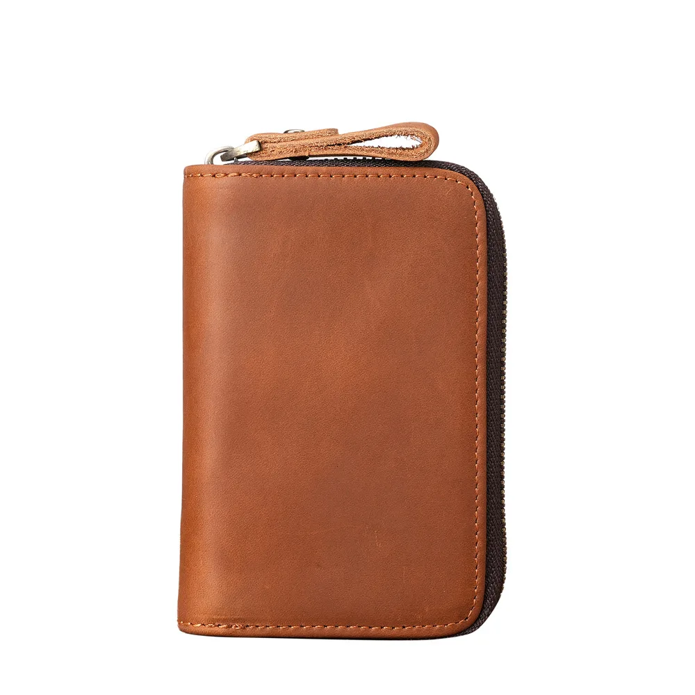 1134 Unisex household leather key bag with waist hanging, large capacity Crazy Horse leather key bag, retro card bag