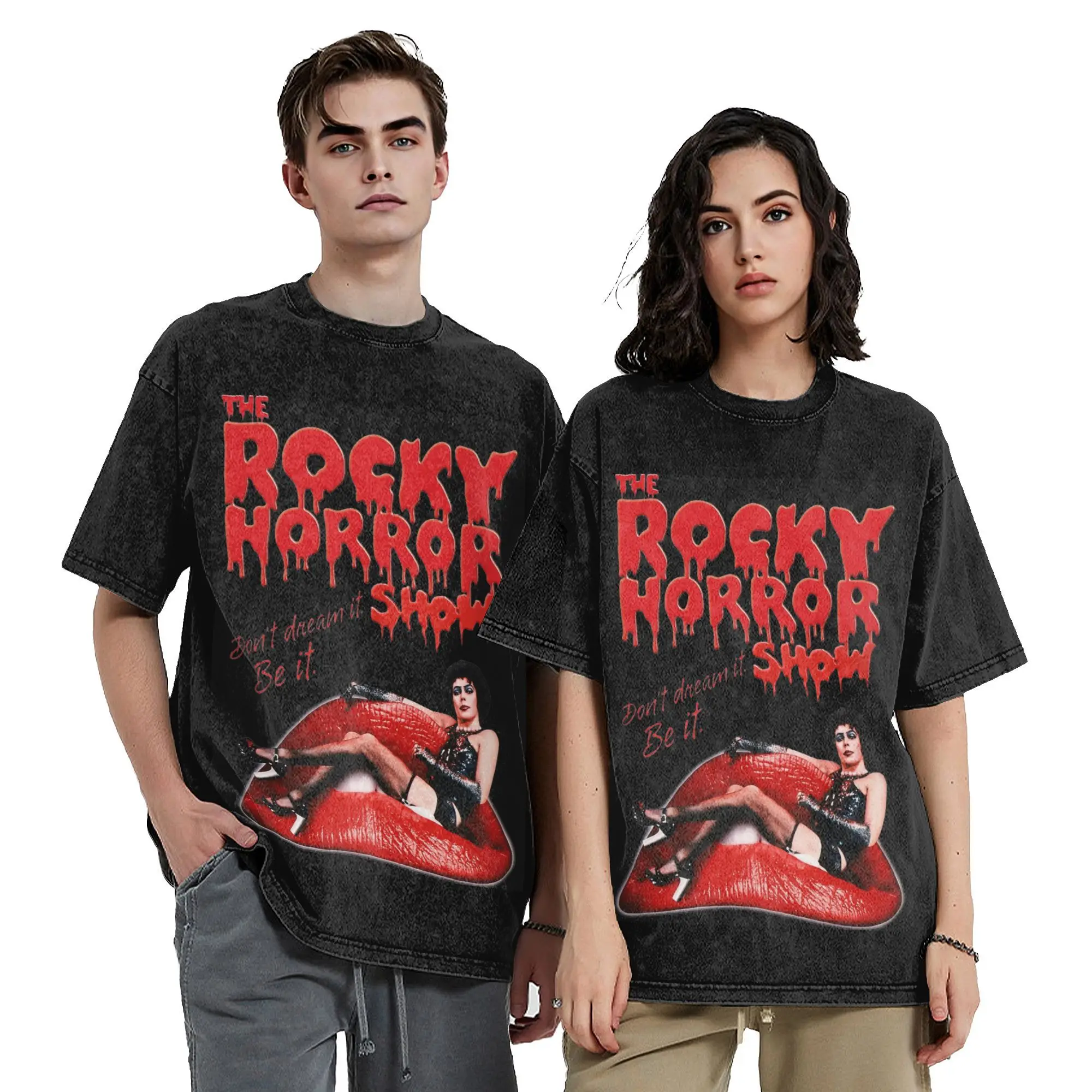 Men Women The Rockys Horror Show  T Shirt Printed Washed Cotton  Harajuku T-Shirts