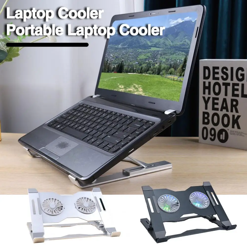 Laptop Cooler Portable Laptop Pad Stand with Double Radiator Fan Adjustable Notebook Cooler with Semiconductor Heat for Enhanced