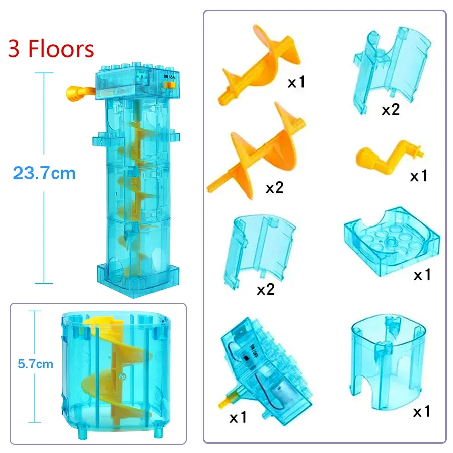 MOC Big Size Spiral Slide Bricks Ball Race Run Track Electric Lifting Slide Large Size Building Blocks Toys Compatible Duploes