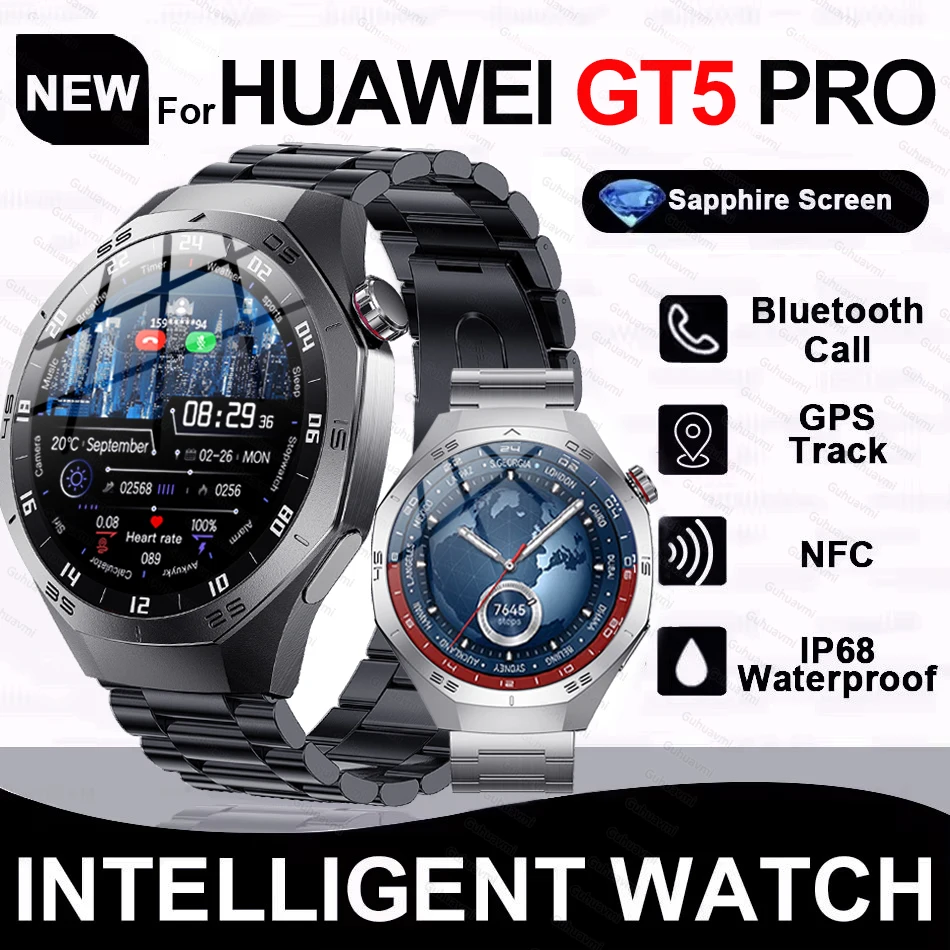 

Для Huawei GT5 PRO GPS Смарт-часы Мужские часы 5 Pro AMOLED HD Экран Bluetooth Вызов Монитор здоровья Смарт-часы 2025 Новые часы GT5
