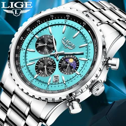 Relogio Masculino LIGE New Men Watch With Full Steel Waterproof Luminous Quartz Watch For Men Fashion Military Date Chronograph