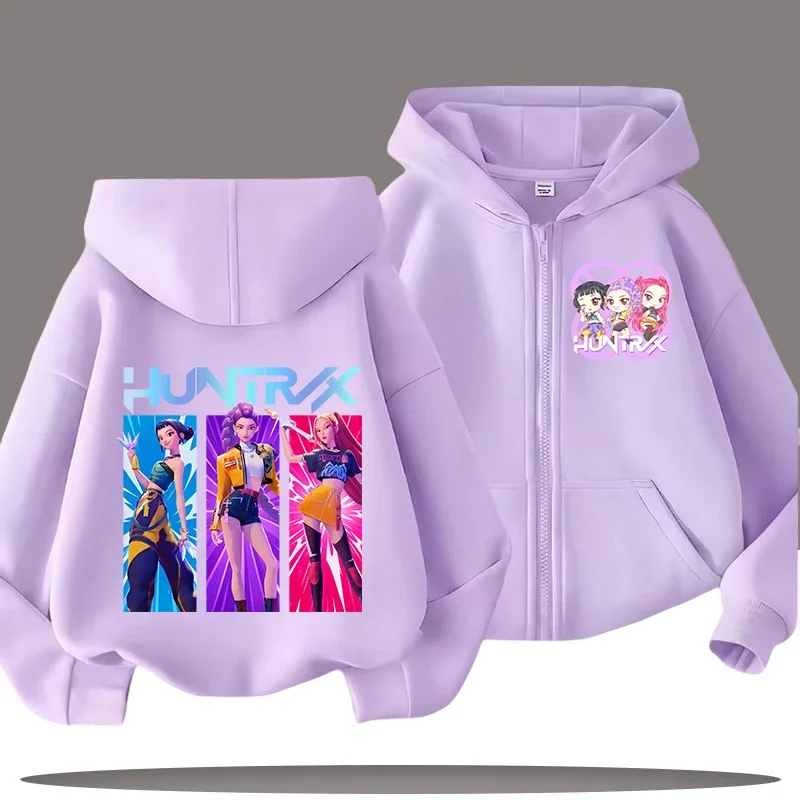 2025 engraçado zip up sweatshirts kpop demon hunters hoodie crianças roupas criança menina menino moletom com capuz do bebê casual topo