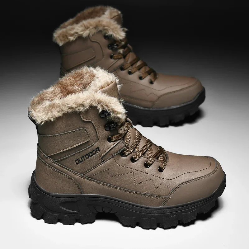 Winter men's warm thick-soled snow boots, long plush thickened outdoor men's shoes, windproof, cold-proof and anti-slip