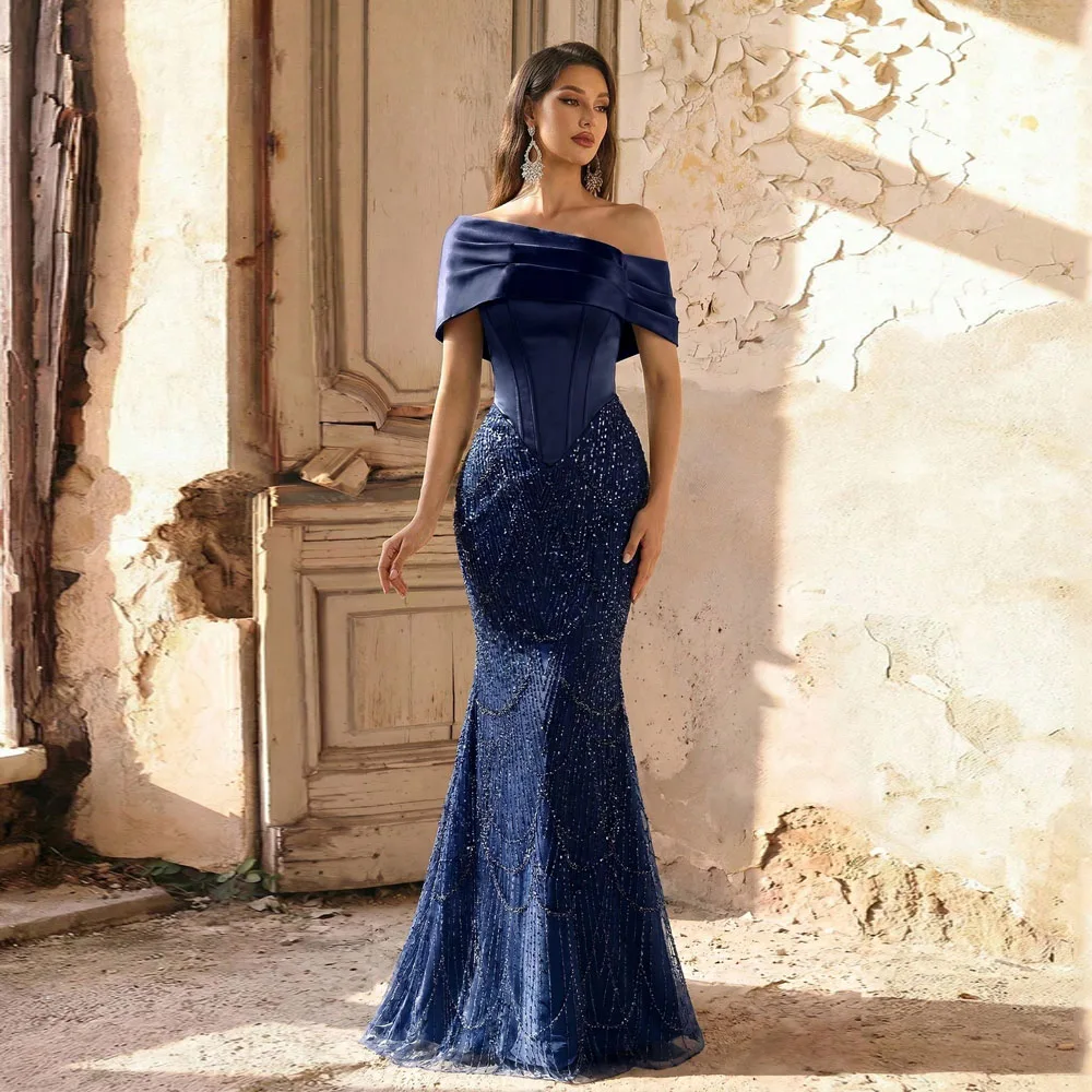 Off Shoulder Sleeveless Women Evening Dresses Elegant Prom Gowns Formal Occasion Customized Vestidos Para Bodas Mujer Invitada