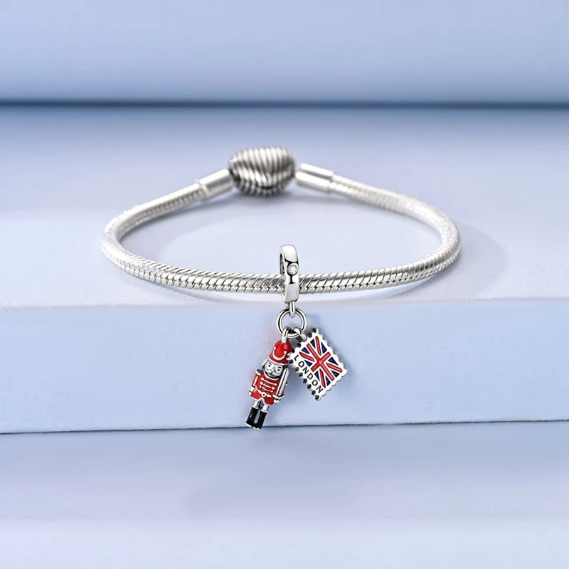 925 Sterling Silber Soldaten-Charm-Perlen, Wachposten, Telefonzelle, Uhrenturm, Reise-Charm für DIY-Armband, Halskette, Geschenk – Detail 5